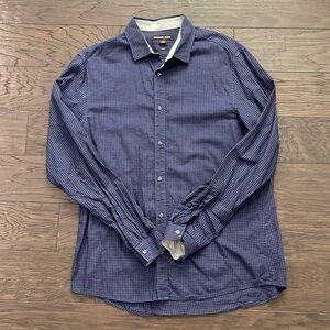 Michael Kors Dark Blue Checkered Casual Shirt